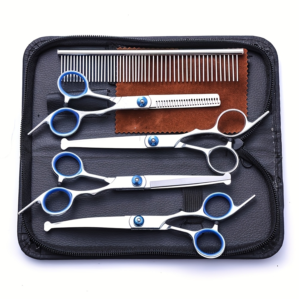 E-shop Professionelle 6-in-1 Hochleistungs-Hundepflegeschere aus 4CR-Edelstahl mit abgerundeter Sicherheitsspitze, Griffen & Aufbewahrungsetui –