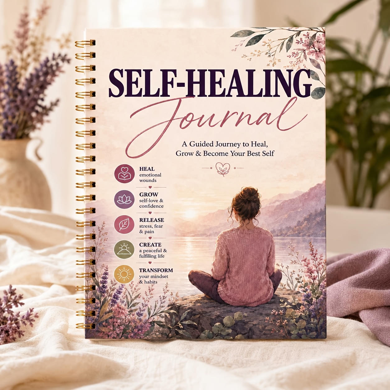 TEMU Journal à auto-guérison, cahier d'exercices à spirale pour -être personnel et la réflexion avec émotionnel , suivi du stress et de l'anxiété,
