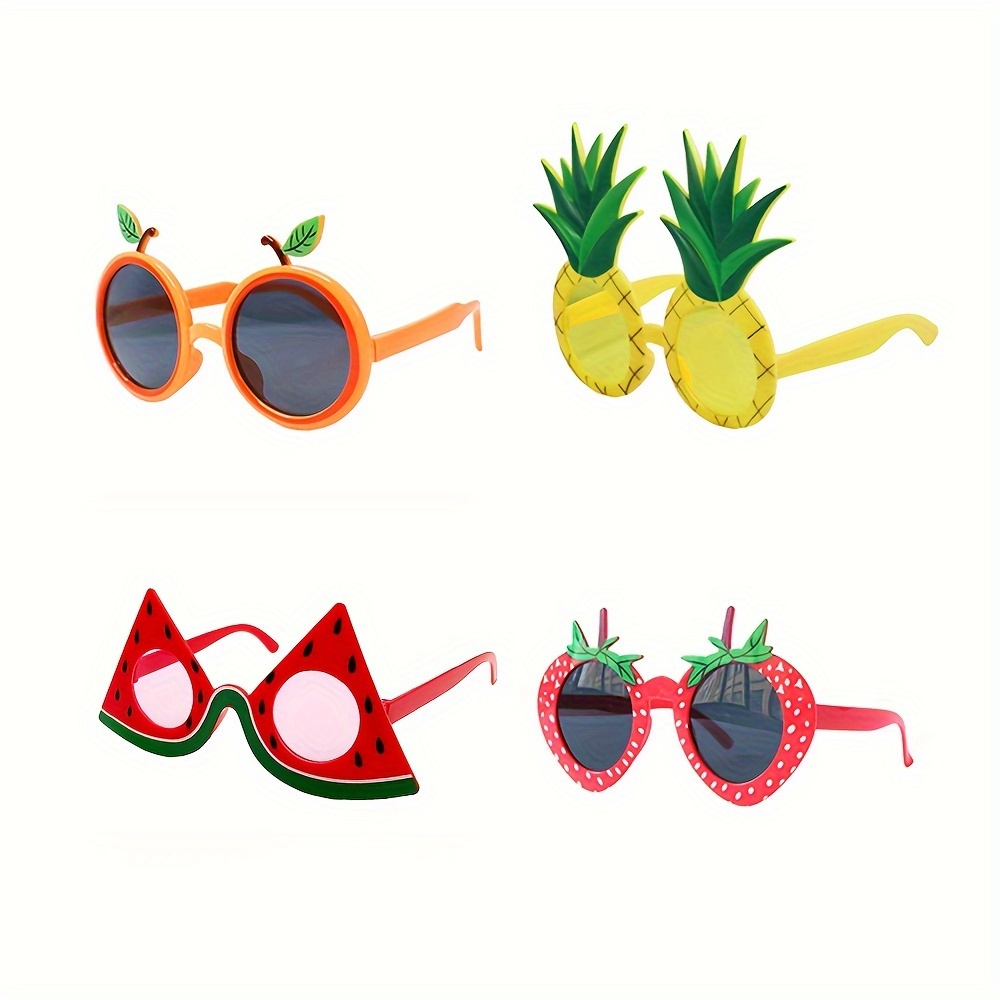 

4pcs, Hawaii Tropical Fruit Themed Party Party Glasses Set, Includes Watermelon, Orange, Strawberry And Pineapple, Ideal For Beach, Pool, Bar, Luau, And Hawaii Vacation Party