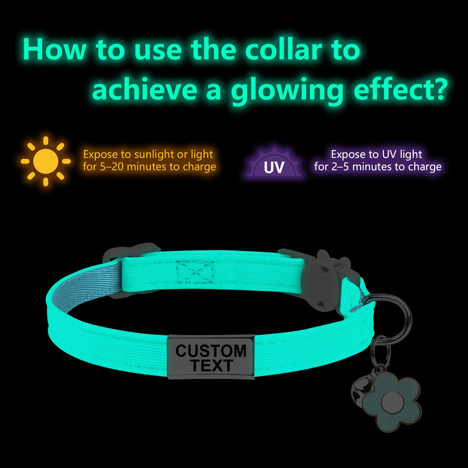 Customized Luminous Cat Collar with Laser Engraved Information