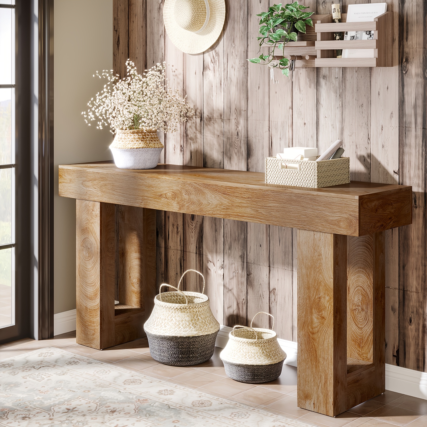 LITTLE TREE 63" Long Farmhouse Console Table - Slim Sofa Table