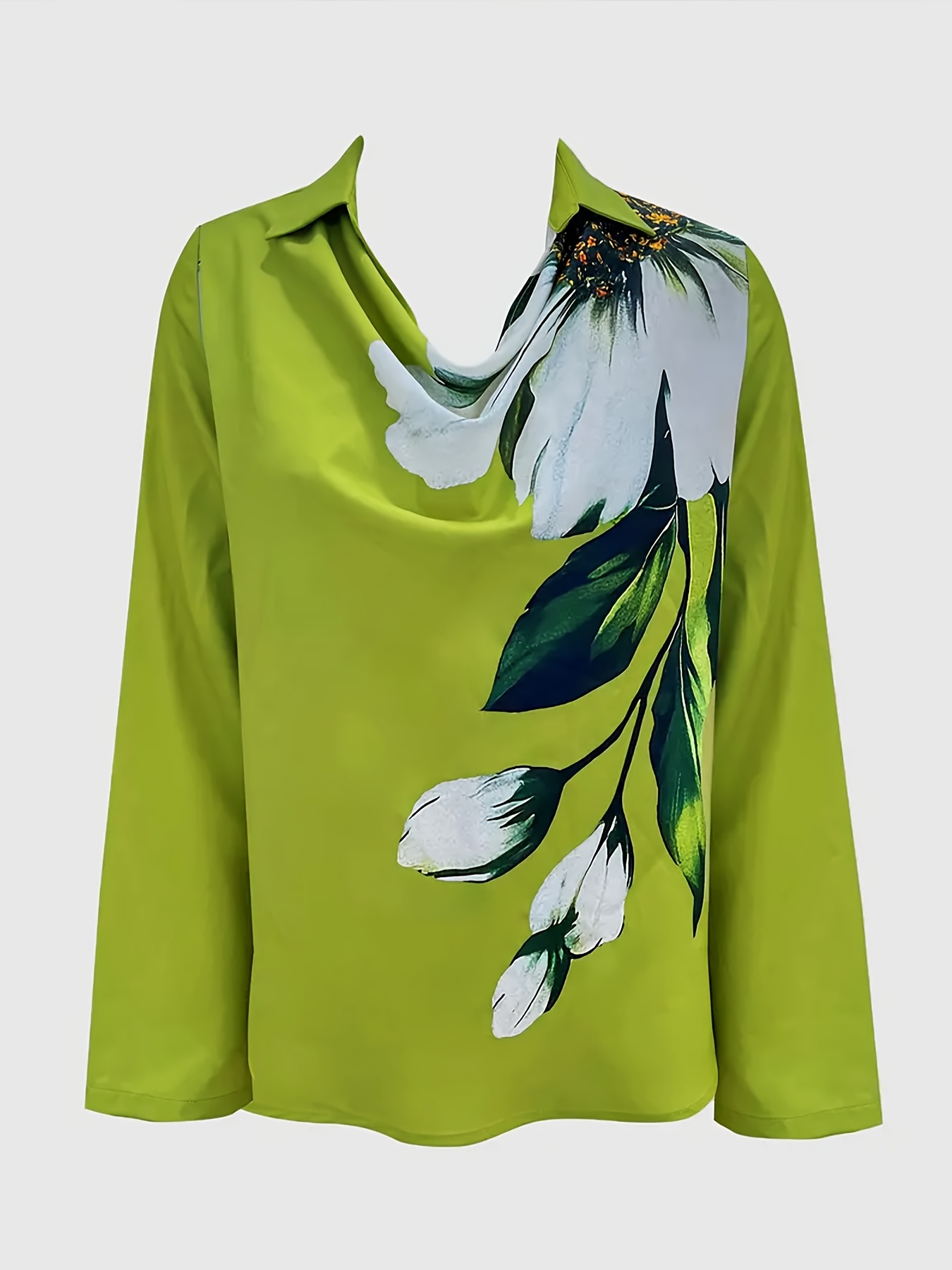 Elegante Camisa de Manga Larga con Cuello y Estampado