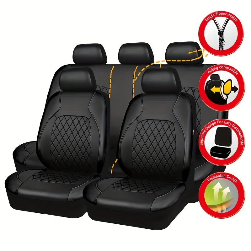 PREMIUM Kunstleder Sitzbezug Auto Bezug 2er SET VORN SCHWARZ Für