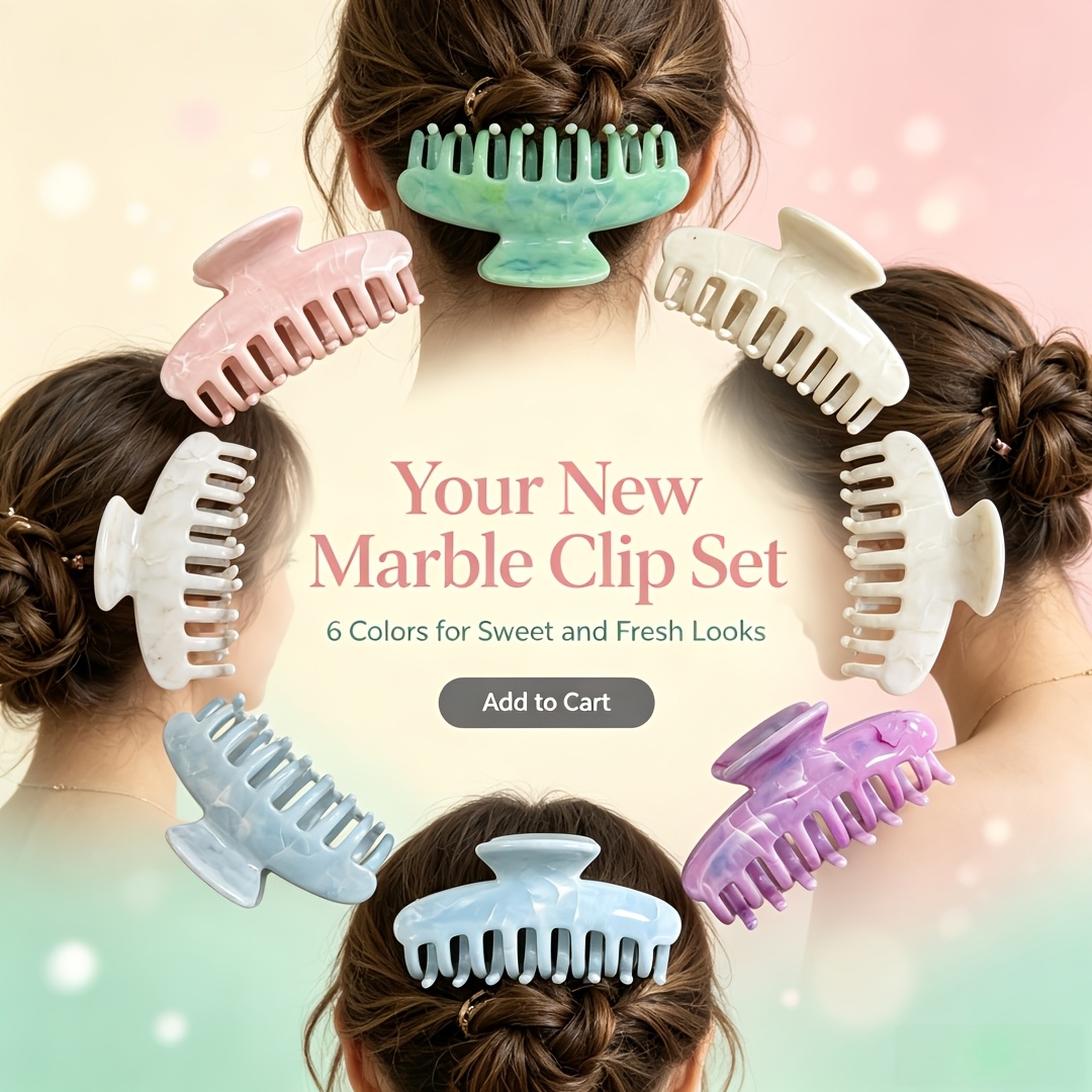 3pcs Macaron Swirl Flat Hair Clip, Half-Round Shark Clip