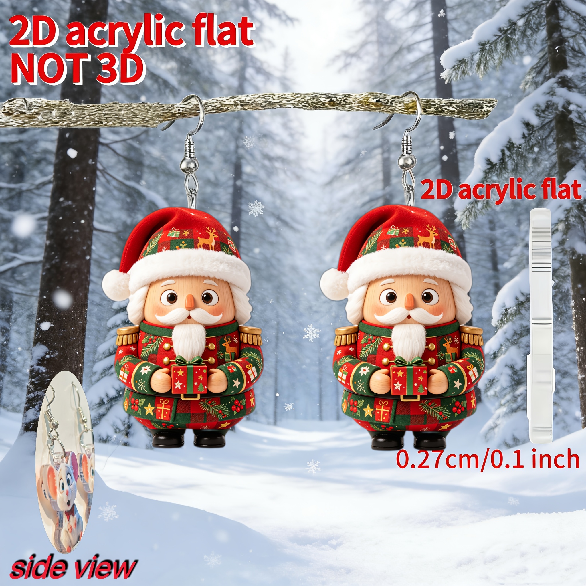 Nutcracker Acrylic Pendant Earrings for Christmas