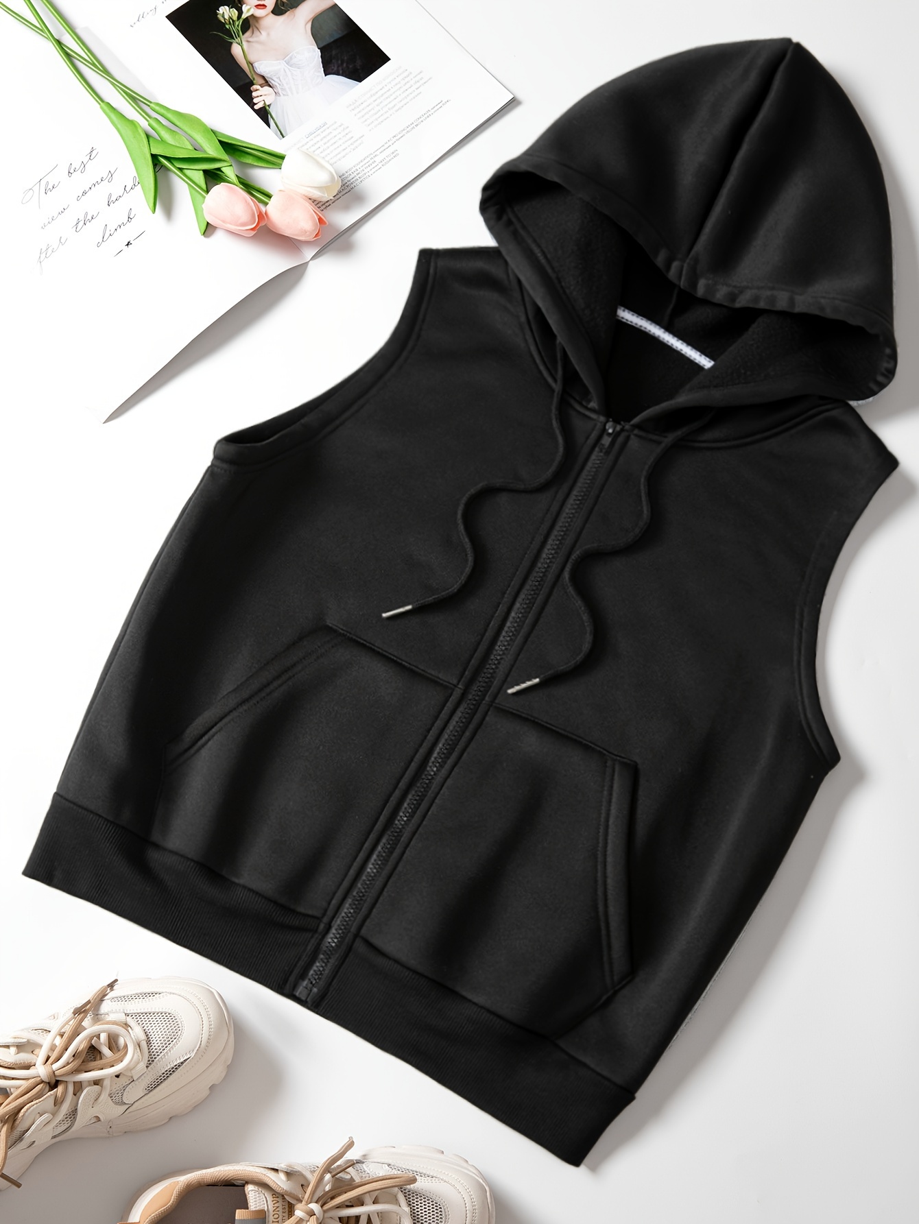 sleeveless hoodie sold on Temu United States