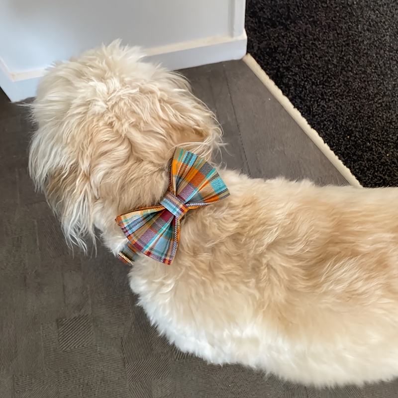 Personalized Plaid Dog Collar with Matching Leash, Custom Engraved