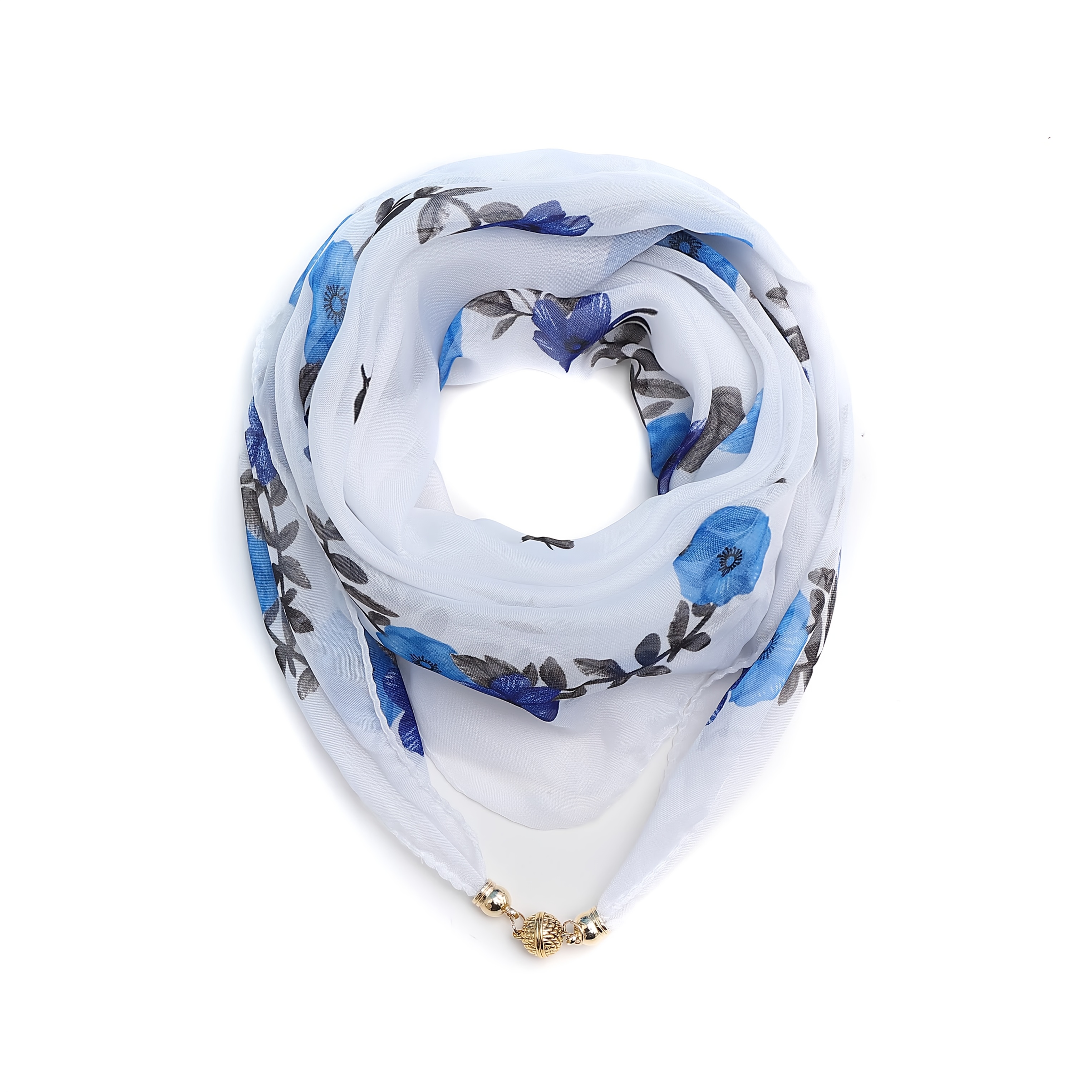 1/2 Fashion Floral Pattern Scarves With Magnetic , Not Easy To Fall Off, Multiple Colors , Lightweight And Breathable, Suitable For Beach Parties, Essential For