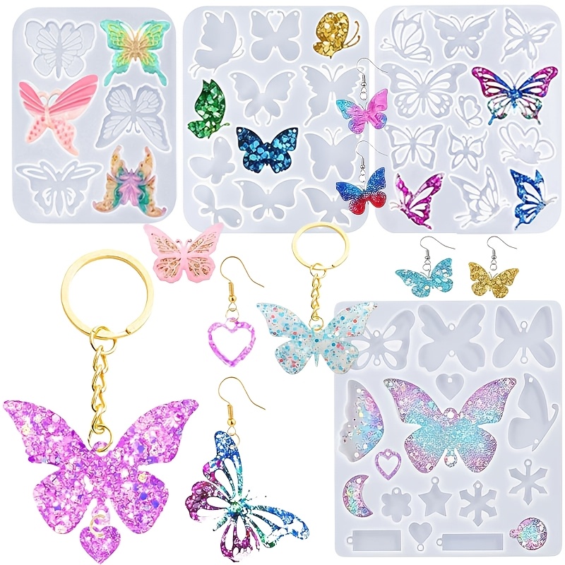 TEMU 4 pezzi Stampi in resina per gioielli a forma di , portachiavi in , collana, ciondolo per orecchini, stampi in silicone, stampi in silicone per