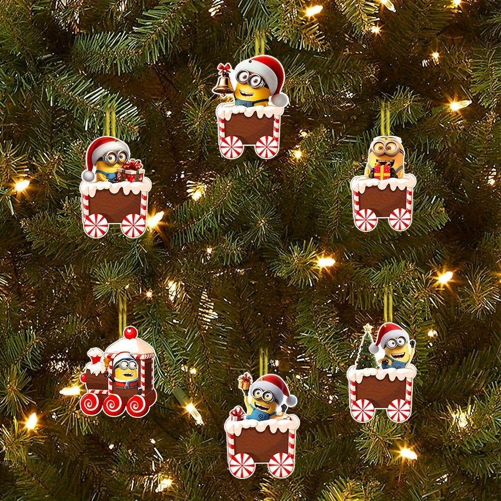 

Minions Art Christmas Set, Manufactured Wood Hanging Pendants, Decor, -to-use, Battery-free, Of 6