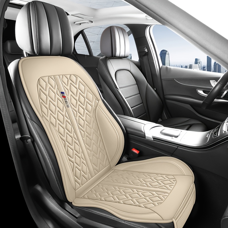 TEMU Cojines para asientos delanteros y traseros de coche. Los cojines de asiento cuentan con tapicería de cuero PU perforado con soportes de ala que