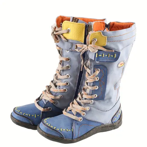 womens winter snow boots vintage casual fashion with hand stitched detail lace zipper warm fleece lined thickened outdoor boots plain toe split microfiber upper split leather inner tpr sole fabric insole