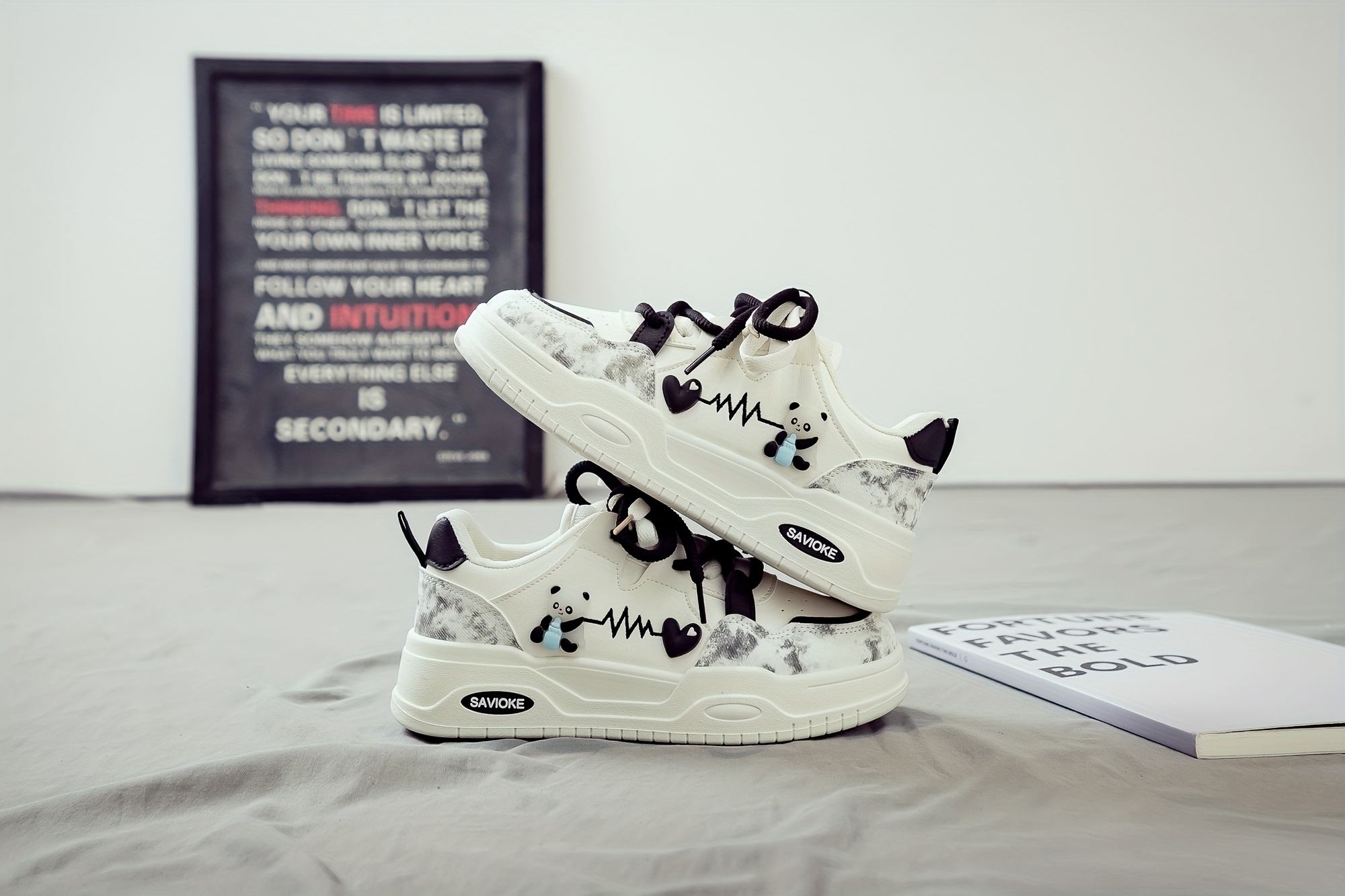 Women's White Platform Sneakers - Chunky Platform Shoes with Upper & PVC Sole, Lace-Up Mid-Top Casual Athletic Wear Suitable for Spring/Autumn, - Comfortable Footwear, Women Shoes