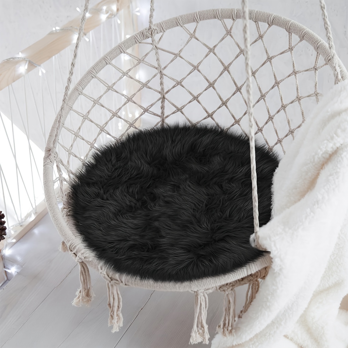 E-shop Ein 30*30 cm dickes, 3 cm dickes, 70 g schwarzes kleines rundes Sofa-/Stuhlkissen fürs Schlafzimmer, Wohnaccessoire Teppich/Bodenmatte. Größen