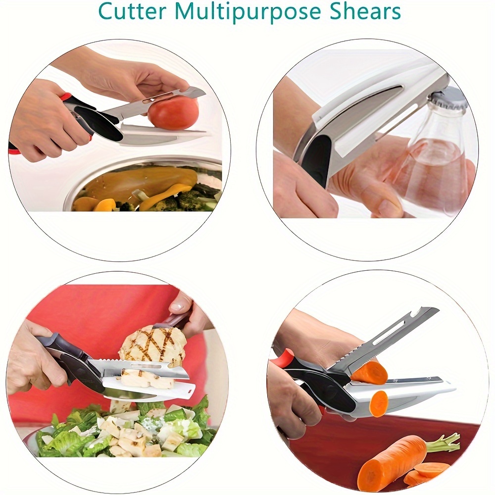 1pc vegetable scissors food cutter   meat scissors kitchen shears quick vegetable slicer with cutting board knife kitchen must haves chopping scissors for kitchen Product details 5