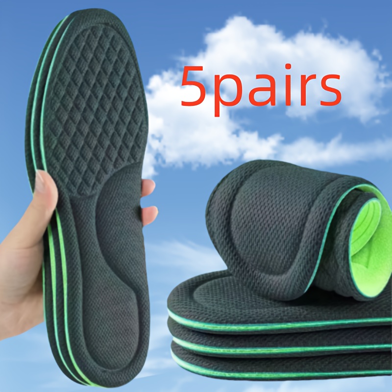 

5 Pairs Breathable Sports Insoles For Men And Women - Sweat-absorbing, Soft Full Foot Cushions For Summer