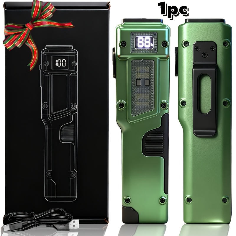 TEMU Rechargeable Edc Flat Flashlight, High Power Long Range Tactical Led Uv Flashlight With 8 3000 , Tough Aluminum Body, Digital Display - Outdoor