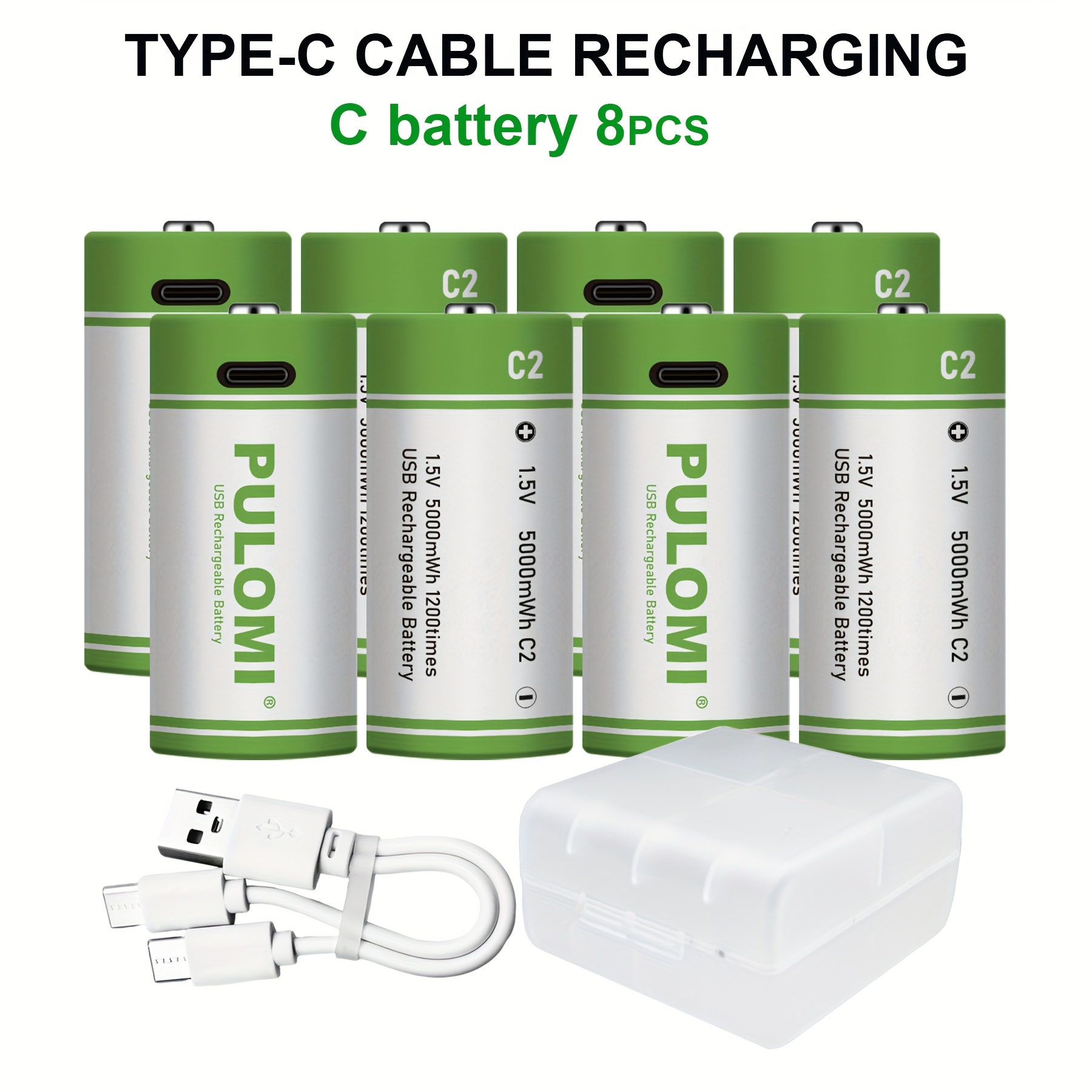 Image of 8pcs C Battery C2 Batteries, C Rechargeable Lithium , High Capacity 1.5v 3300mah 5000mwh Rechargeable Lithium Battery, 2.5 Hours Fast Charge, Output, Long Lasting Cycle Times Up To 1200x