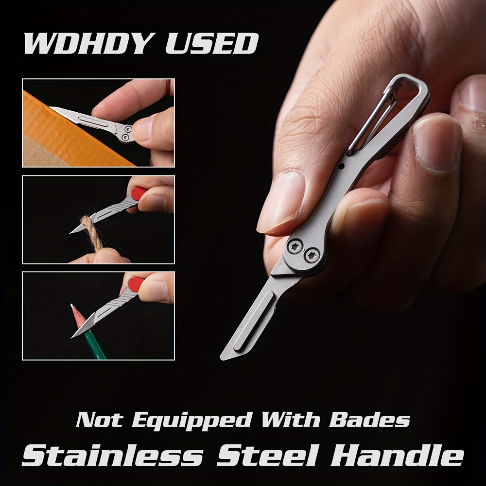 

Mini Handle: 2.36" Stainless Steel Folding Utility Handle -compatible Keychain Art Cutter, Compact For Use, Precision Craft Tool - Without Blade, For Diy Enthusiasts