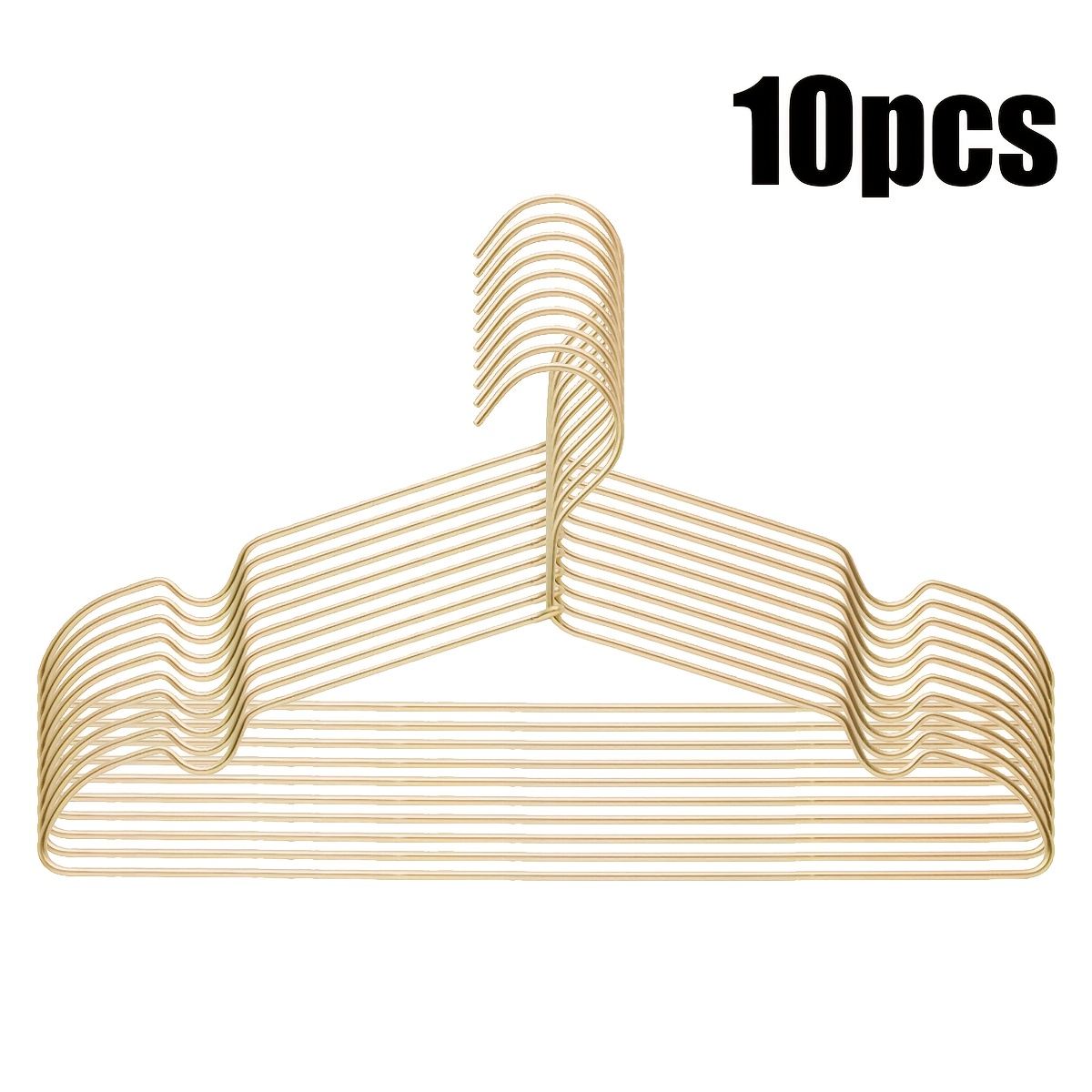 TEMU 5/10pcs de cintres dorés de qualité supérieure avec crochets antidérapants, cintres à chemise encombrants, cintres de rangement standard pour