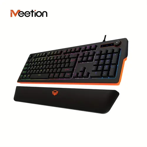 k9520 gaming keyboard rgb magnetic wrist rest volume knob full size 26 key anti computer keyboard high quality wired membrane keyboard compatible with windows systems