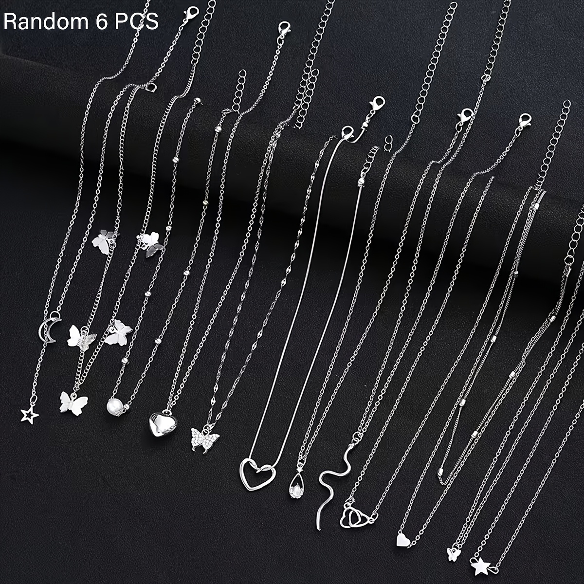 TEMU Juego de 6 piezas, surtido aleatorio, exquisito y juego de collares de , y versátil para uso diario, citas y vacaciones, como regalo para novia