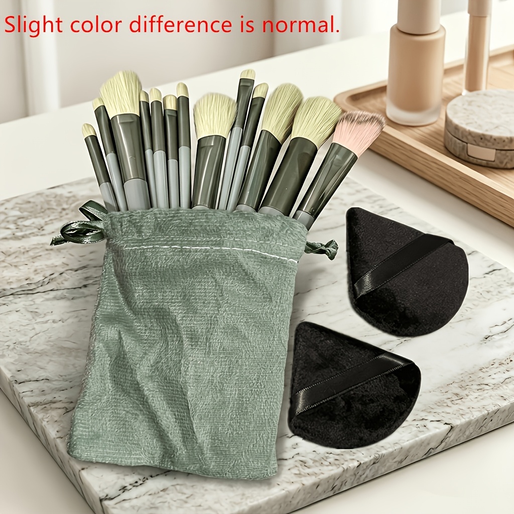 TEMU 16pcs Professional Makeup Brush Set, Includes 13pcs Brushes And 2pcs And 1pc Storage Bag. Soft Nylon Bristles, Suitable For Types, Portable Oval