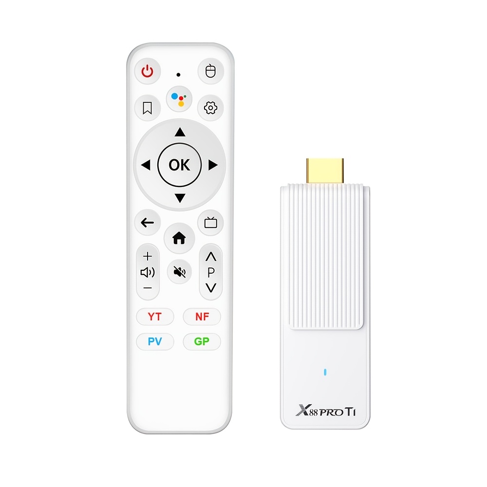 Clé TV intelligente ultra-mini X88PRO T1 blanche, nouveau modèle amélioré, design minimaliste, boîtier décodeur, Wi-Fi 6 double bande, processeur Rockchip RK3518, boîtier TV Internet, prend en charge 4K Ultra HD, lecteur TV, Android 14, sans fil 5.0+, télécommande à commande vocale