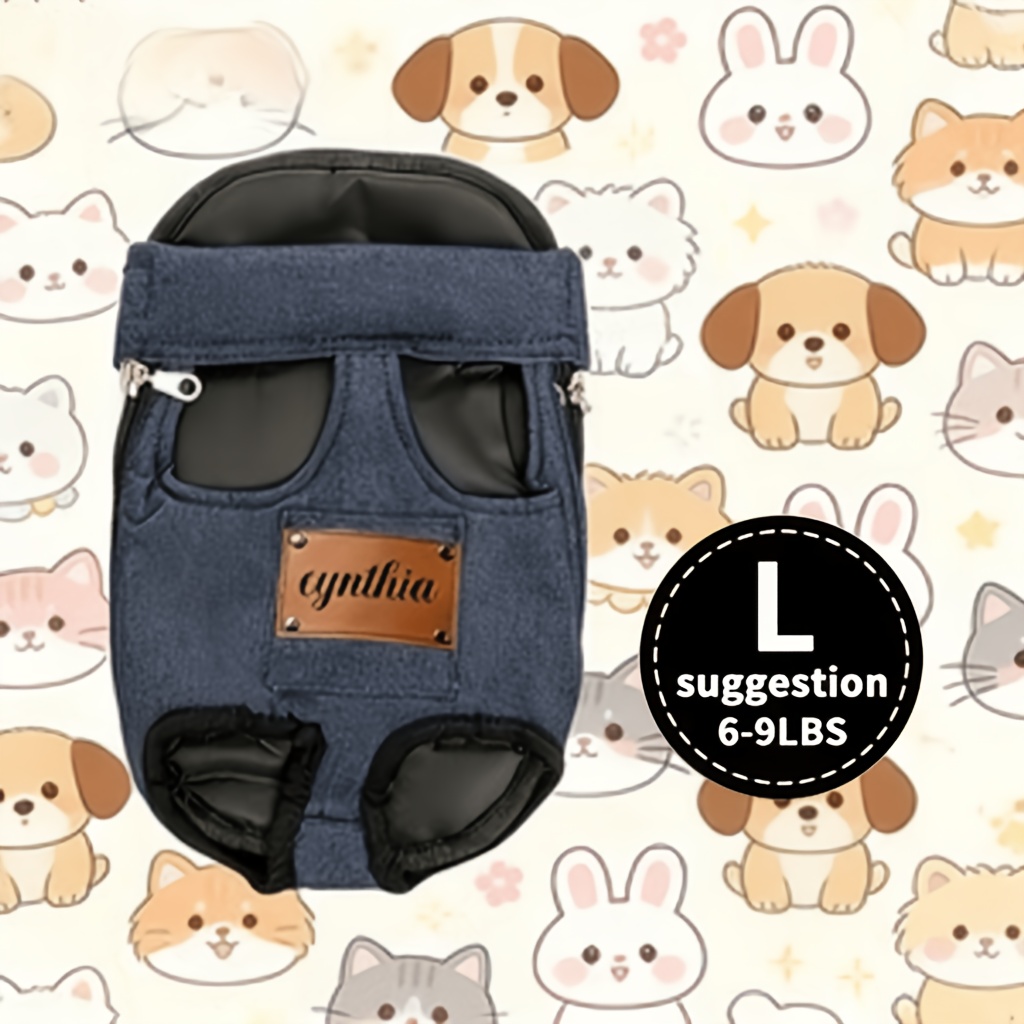 Custom 1pc Dog Carrier Bag, Self-Defined Text Dog Carrier Bag, Adjustable Pet Harness for Small to Medium Dogs and Cats, Breathable and Heat-Resistant, Quick-Release Safety Buckle, Comfortable Chest Harness, Zipper Closure