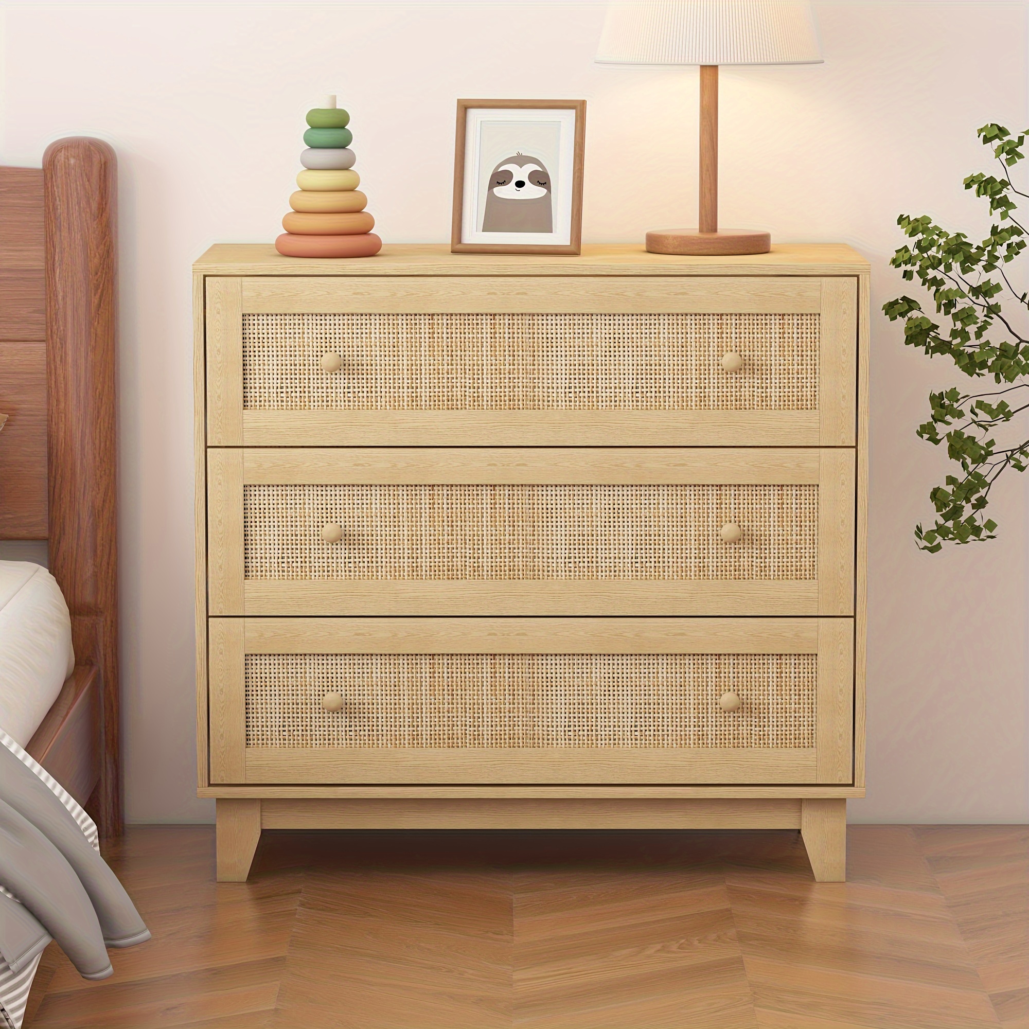 rattan dresser 3 drawers storage organizer drawers natural - Temu