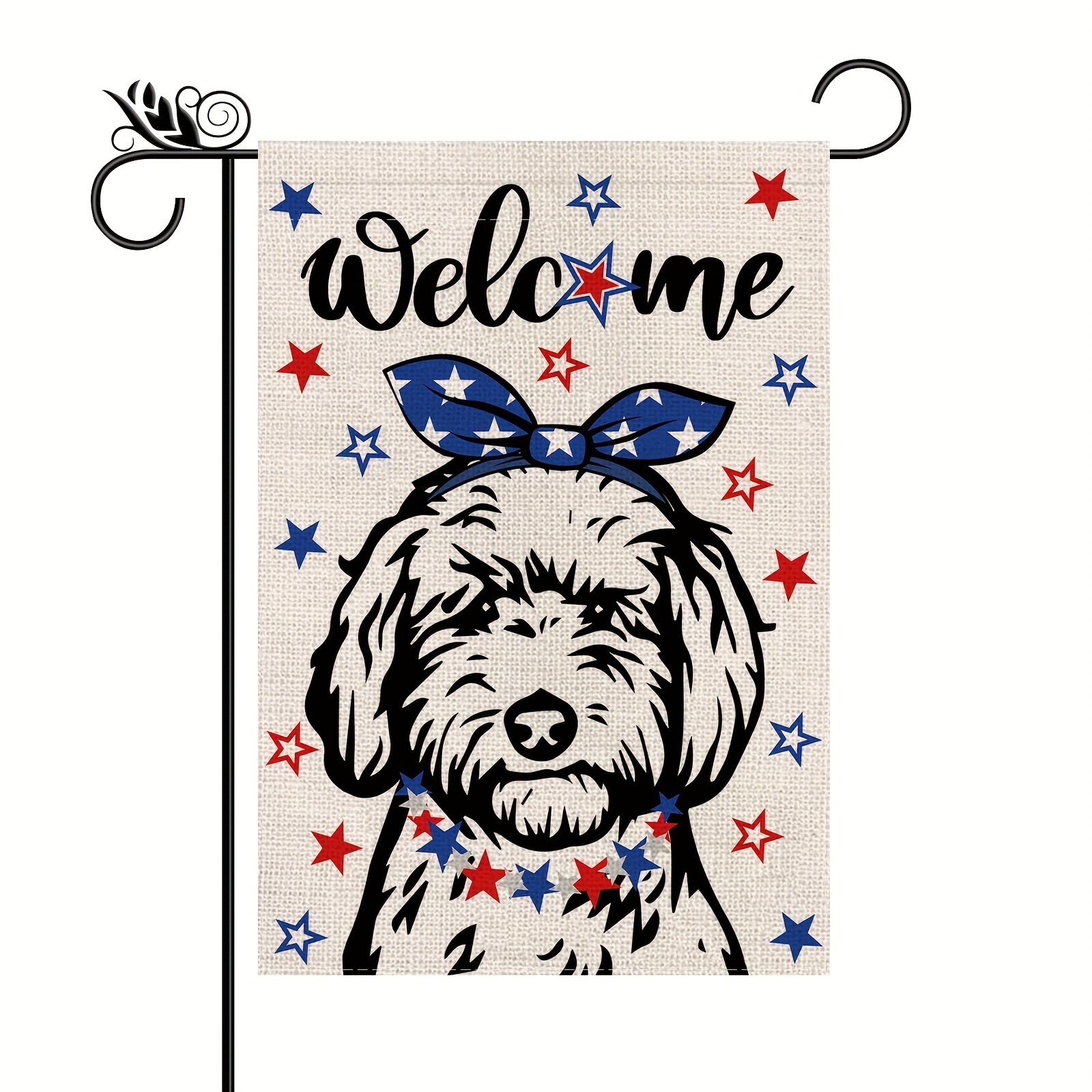 

1pc 4th Of July Garden Flag, Golden Doodle Dog Patriotic Stars Vertical Double Sided Welcome Fourth Of July Independence Day Memorial Day Yard Outdoor Decorations 12.5x18 Inch