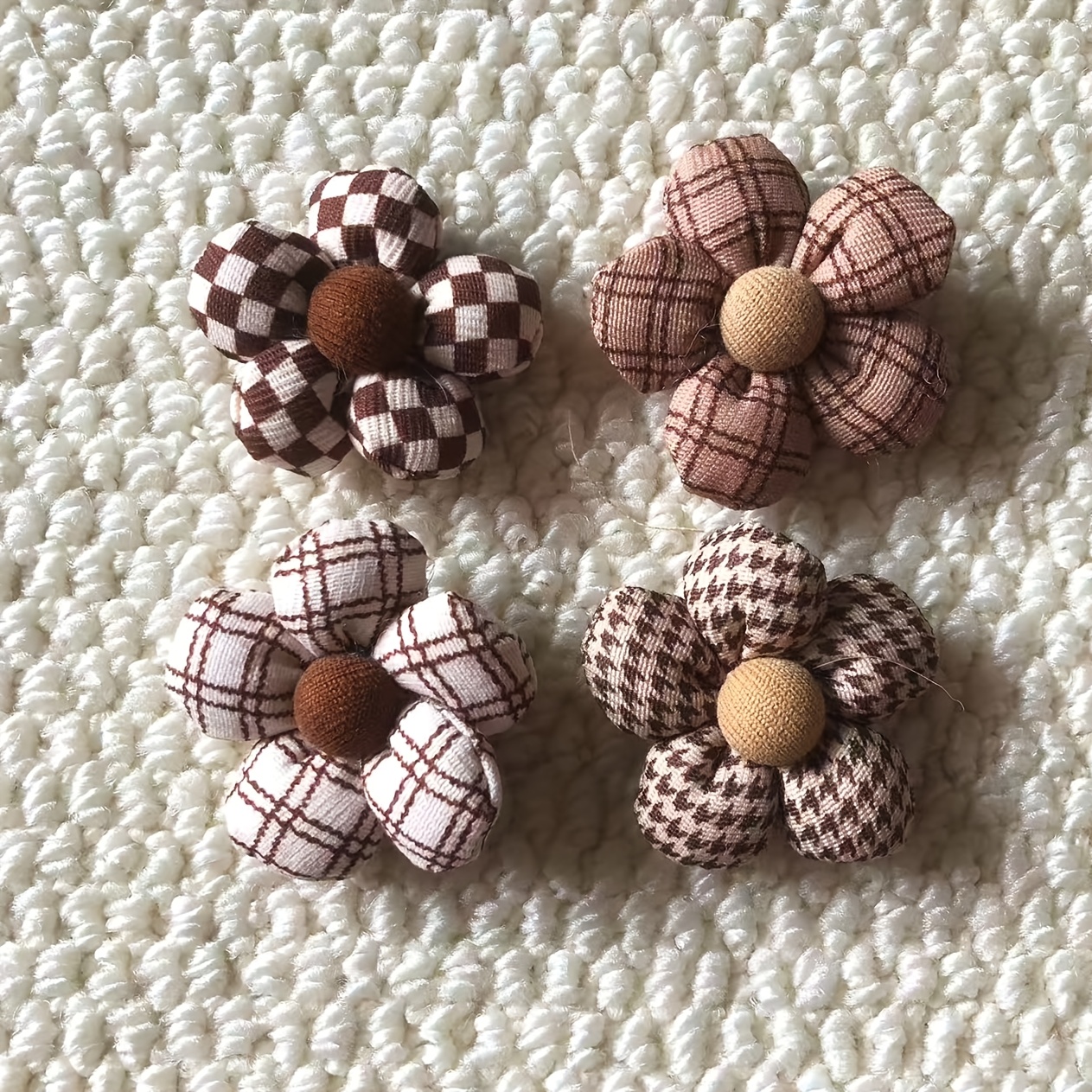 TEMU 4 Applicazioni a tridimensionali in tessuto a quadri stile vintage al , materiali decorativi adatti agli appassionati di fai da te, toppe e