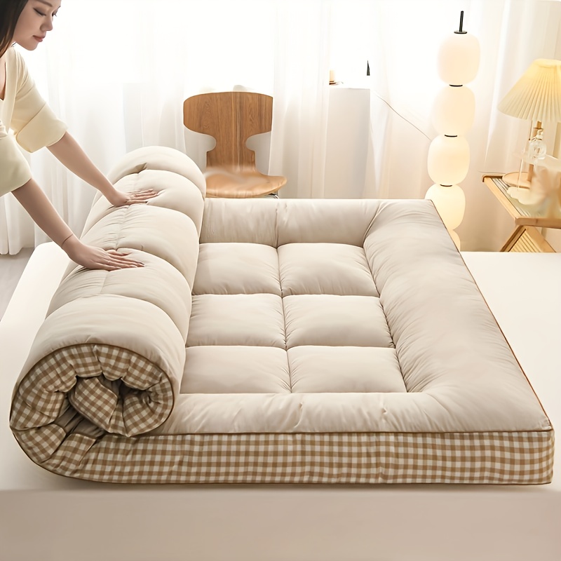 1pc solid color printed layered mattress pad cover soft warm breathable for autumn and   bedding for bedroom apartment   school dorm 1