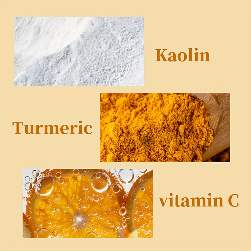 Masque de Boue à la Curcuma et Vitamine C Hoygi 3.38oz - Nettoyage Profond, Hydratant & Raffermissant, Masque en Kaolin et Aloe Vera pour un Teint Lumineux Beige Clair, Idée Cadeau Anniversaire pour Femmes et Hommes