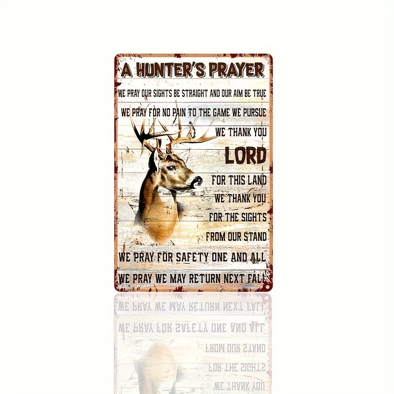 1pc Deer Gone Hunting Sign, Funny Vintage Cabin Fishing Metal Sign  12x8inch/30x20cm