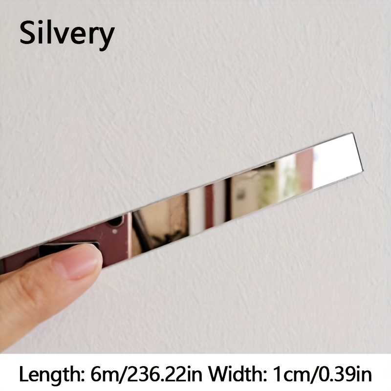 TEMU 6-meter/236.22-inch Rolled Stainless Steel Wire, Mirror Silvery, Waterproof, Self-adhesive, Tear Resistant