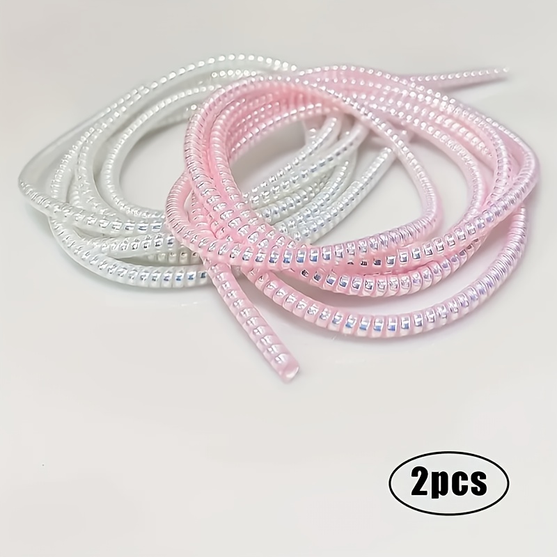 TEMU 2 pièces Protège-câbles de charge blanc et rose, Enrouleur de câble de données élastique de 4,6 pieds