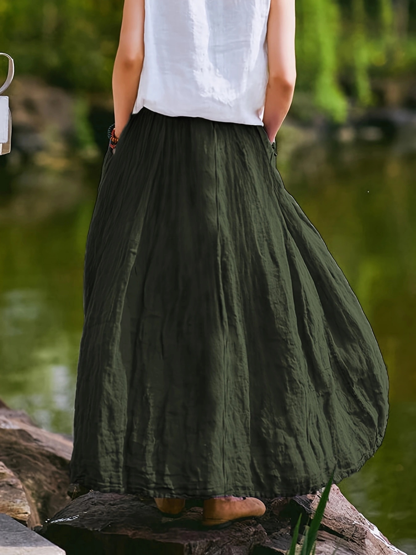 literary artistic loose long dress comfortable - Temu