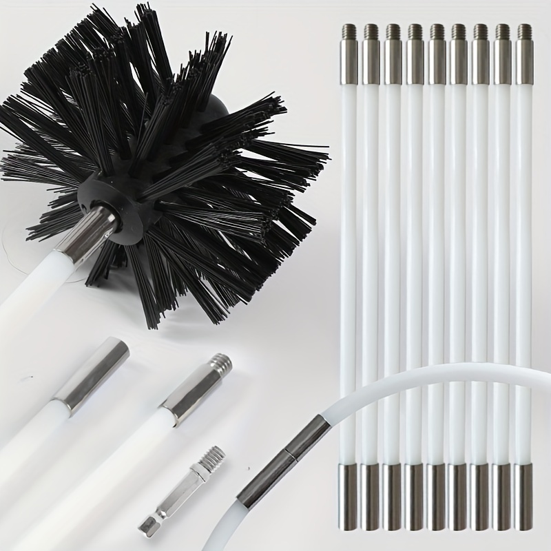 

11-piece Set: 4" & 6" Brush, Flexible Lint Brush With Drill Attachment, Extends Up To 12 Feet - Dryer Vent Cleaning Tool