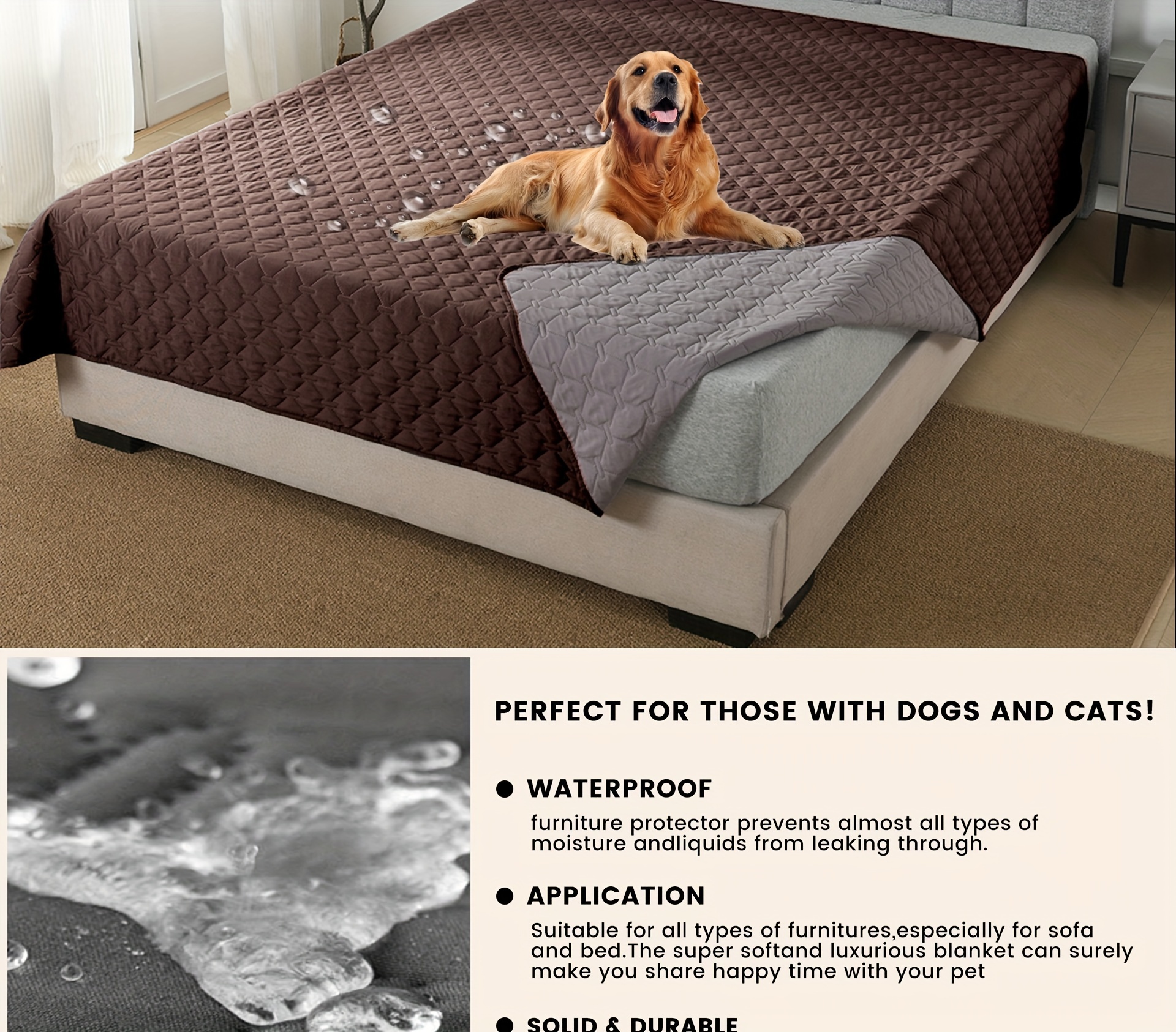Mimigo Impermeabile Copriletto per cani Coperta per animali domestici con  schienale antiscivolo per mobili Divano letto