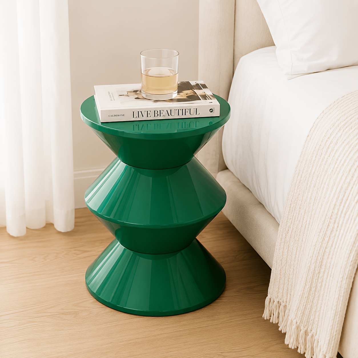 Modern Minimalist Round Side Table, Creative Hourglass-shaped Small Coffee Table, 36x45cm, Suitable For The Living Room Sofa, Bedside In The Bedroom, And Balcony. 2 Colors