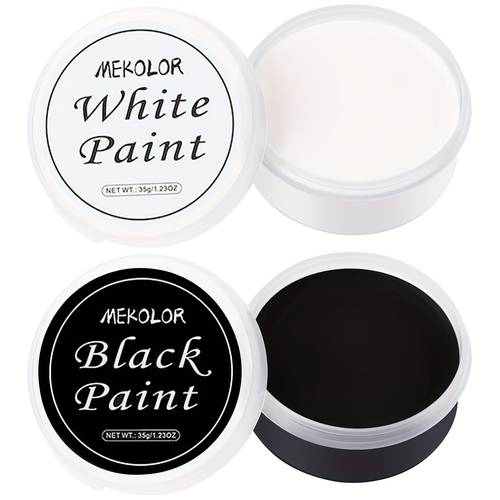 white black and red face and body paint set with 6 brushes featuring a large capacity oil based paint palette suitable for halloween makeup clown devil role play sfx costumes and parties