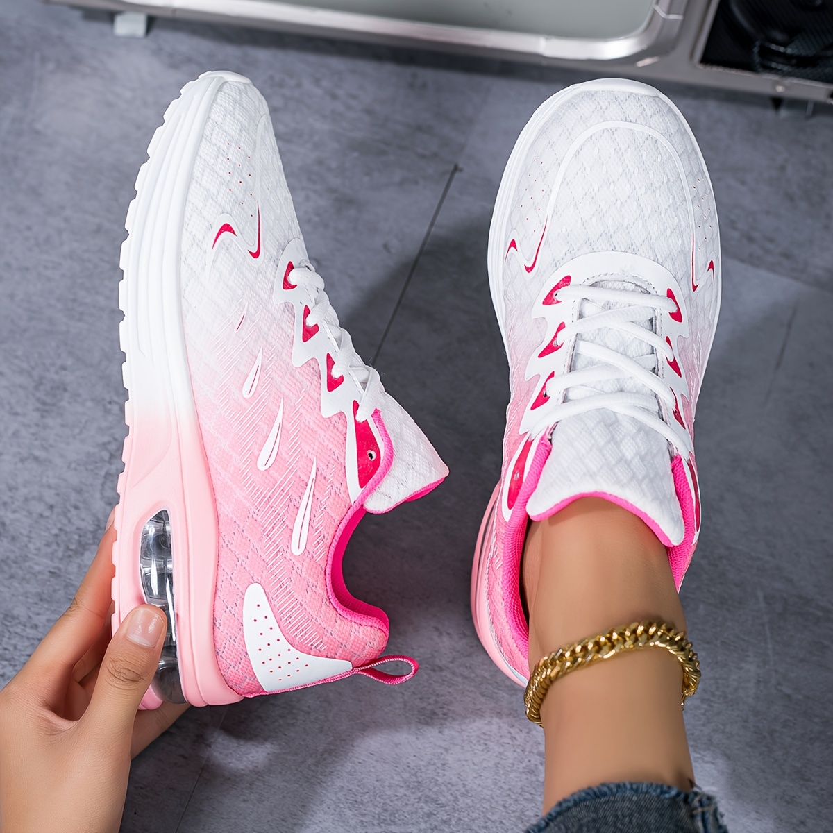 

[ ] Women's Lightweight Breathable Knit Sneakers - Casual Lace-up Running Shoes With Sole, Low Top Sport Footwear In , Ideal For All