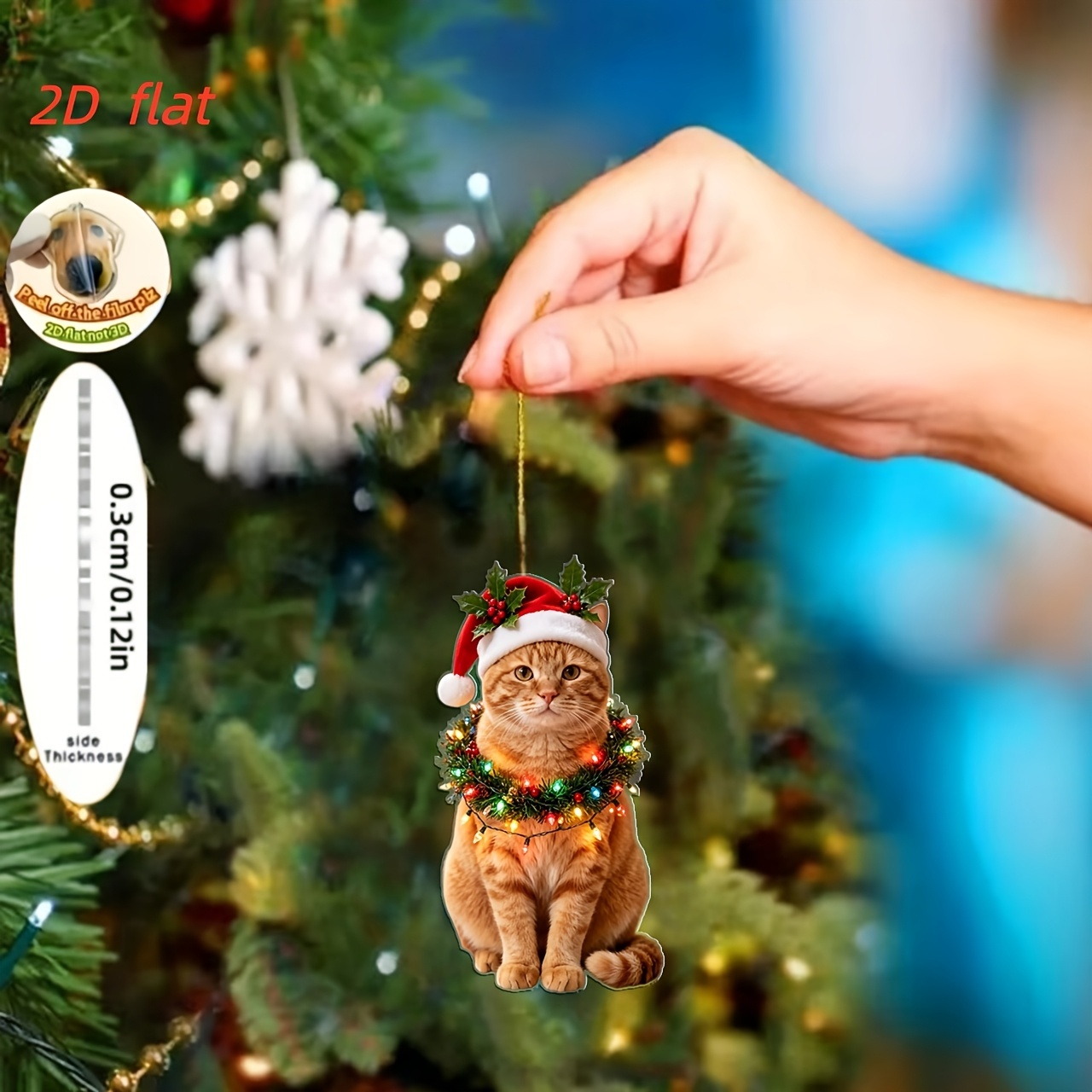 TEMU 2d Flat, 2d Flat Plane, 1pc - Christmas Themed Little Orange Ornament With Santa Hat, Various Fashion Styles - 2d, Not 3d | , Acrylic Material |