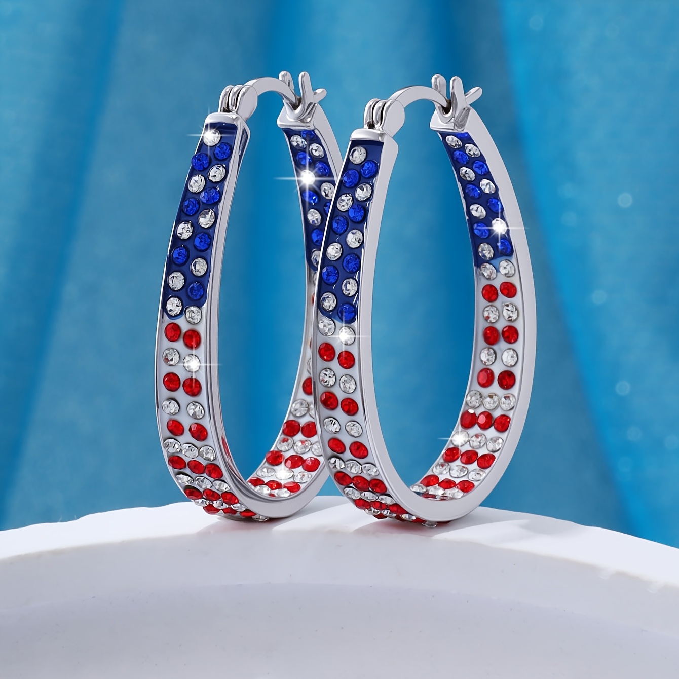 1 pair bohemian retro womens earring buckles colorful synthetic zirconia ear clips suitable for daily wear valentines gifts clip ear for dangle hoops no coating ear buckles for pierced earrings