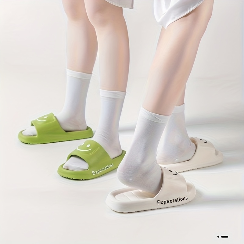 Chic Cartoon Face Slides - Soft EVA Material, Thick Sole Indoor Slippers for Couples, Comfortable and Stylish Bedroom Footwear, All-Season Wear