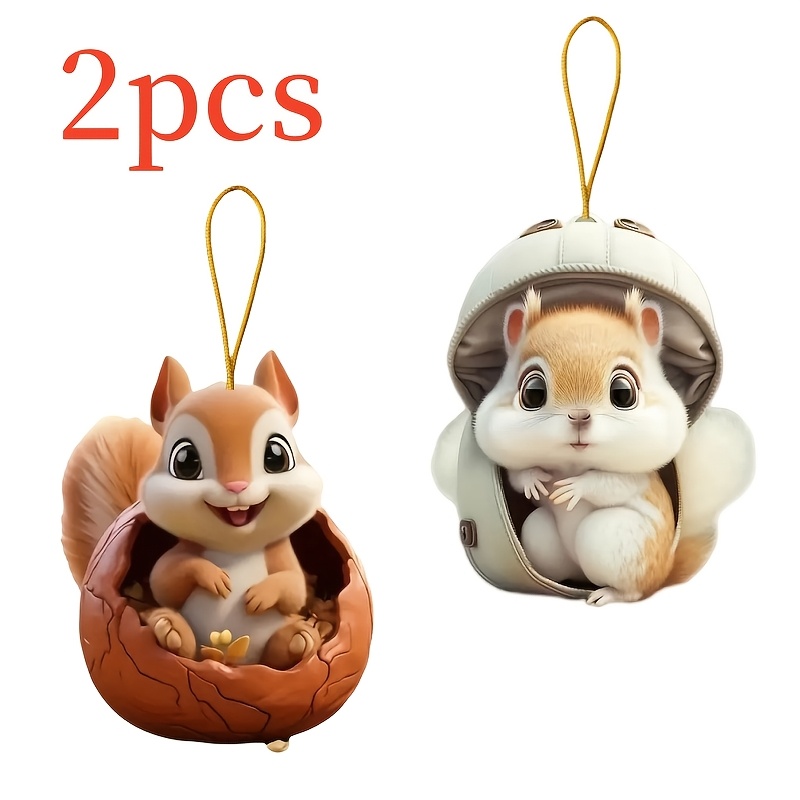 

2pcs Squirrel Pattern Acrylic Hanging Decoration Set