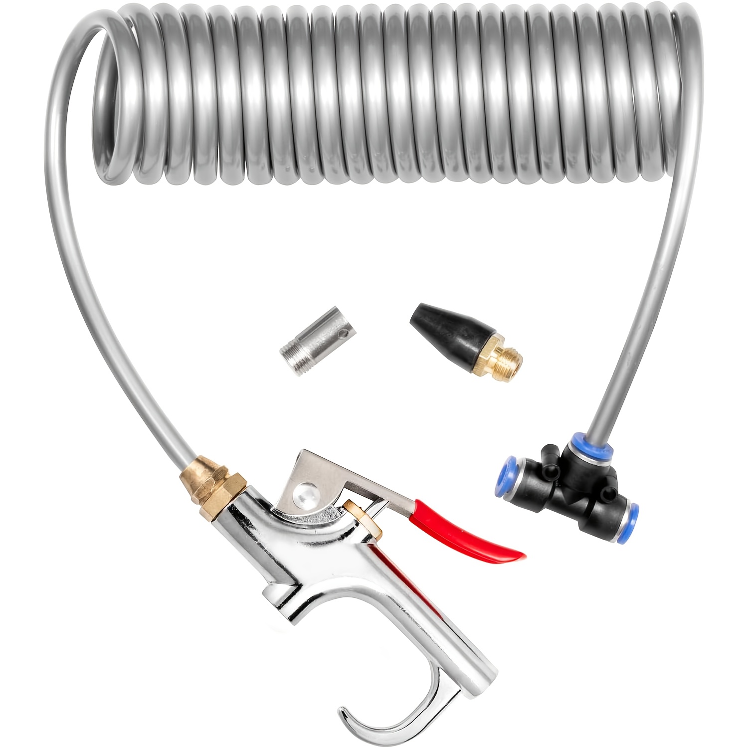 TEMU Heavy Truck Blower, With 11.5 Feet Coil-double Nozzle, Quick Connection Coupler, Structure For Dust Removal, Flexible Nozzle Is Used To Clean Of