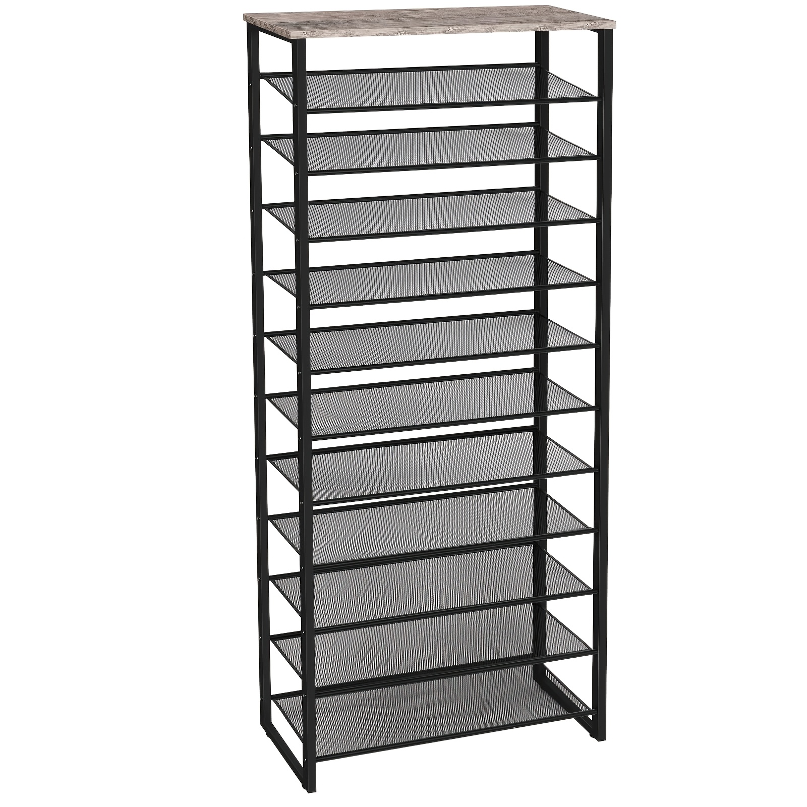 Image of 12-tier Shoe Rack | Suitable For Storing 35-45 Pairs Of Shoes, Tall Wooden Shoe Cabinet With Golden Metal Frame, Industrial Style, Perfect For Entryway, Living Room, Bedroom - Taupe And Black