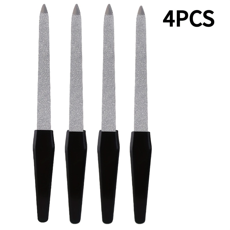 TEMU 4pcs Set Of Professional Double-sided Nail Files, Smooth And Shiny Nails - Ideal For Home And Salon Use